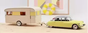 CITROEN DS 19 1960 GIALLO CON ROULOTTE DIGUE PANORAMIC 1:18 Norev 181762 - Foto 1 di 5
