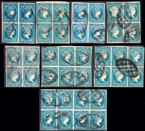 Cuba Esp. - Edi o Ant. 7 ( 5 Bl. de 4 + 3 Bl. 6) - 1857 - Isabel II - 1/2 real - Picture 1 of 1