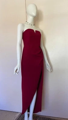 💙 PILGRIM burgundy wine Rachael dress bridesmaid gown maxi formal sz 10 as new - image 1 of 4