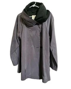 Mycra Pac Donatella Reversible Raincoat SzM/L Black Soft Purple Dramatic Collar  - Picture 1 of 11