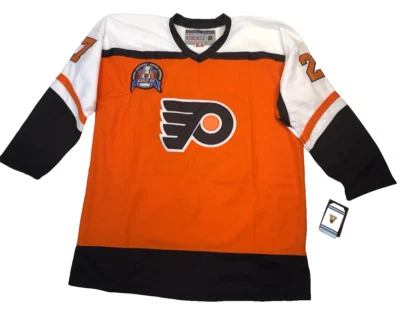 Camiseta deportiva vintage Philadelphia Flyers naranja "1997 Stanley Cup" 56 CCM NHL HEXTALL Foto 1 de 4