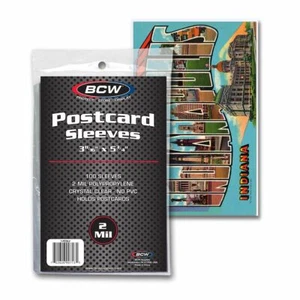 (100) Paquete de mangas protectoras de poliuretano transparentes suaves para postal BCW de 2 mil - Imagen 1 de 1