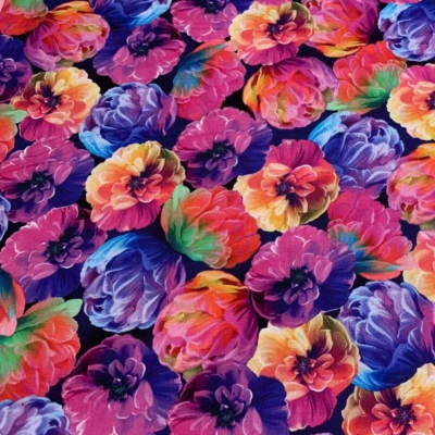 Flores de tela arco iris flores luminosas sobre algodón BENARTEX 1/4 yarda 12478B-99 Foto 1 de 4