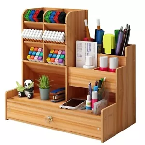 Schreibtisch Organizer aus Holz, Stifthalter, große Kapazität, Aufbewahrungsbox - Bild 1 von 6