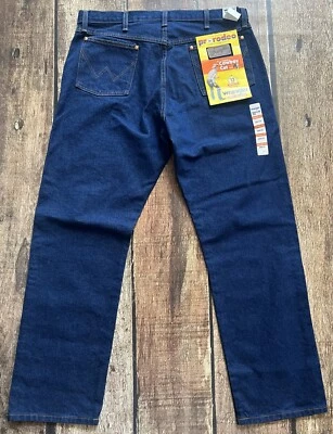WRANGLER PRO RODEO COMPETICIÓN VAQUERO CORTE AZUL JEANS HOMBRE 38X32 NUEVOS CON ETIQUETAS Foto 1 de 4