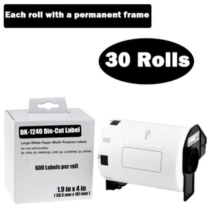 30 Rotoli 4"x2" Carta Grande Etichette Multiuso 600P/R DK-1240 per Brother QL-500 - Foto 1 di 11