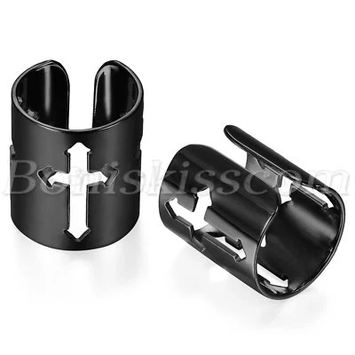 Pendientes de acero inoxidable con clip para puño de oreja cruzada sin perforar para hombre y mujer Foto 1 de 2