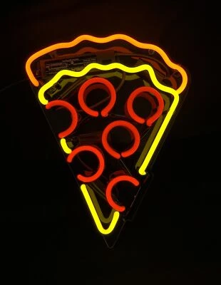 Pizza Slice Neon Sign Light Custom Restaurant Dinner Room Glass Neon Light 13"