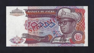 ZAIRE 10000 ZAIRES 1989 P-38s UNC SPECIMEN CONGO BELGIUM - Picture 1 of 2