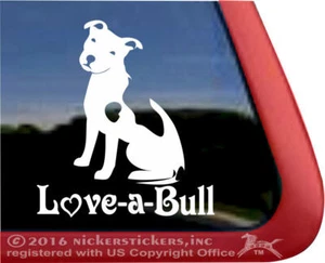 Love-a-Bull - Pit Bull Spotted Dog Vinyl Window Decal - Picture 1 of 3