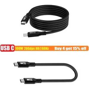 Type C TO USB C 100W 20V 5A 8K Fast Charging video charger Cable 20Gbps - Picture 1 of 9