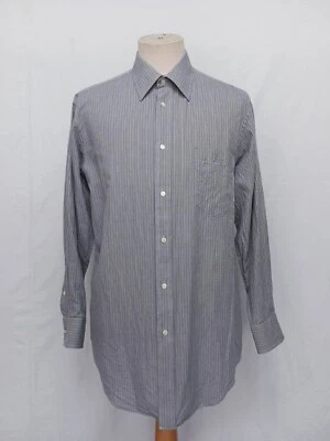 Винтажная мужская сорочка Issey Miyake Design Studio серая в полоску из хлопковой смеси L/S 41 - Изображение 1 из 4