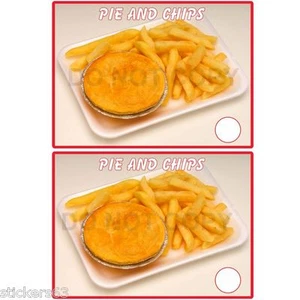 2x pie & chips fish shop vinyl sticker catering trailer cafe bar takeaway - Picture 1 of 1