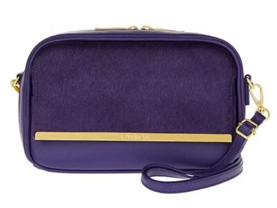 Bolso Bandolera Joy & Iman Luxe Cuero y Pelo de Becerro PÚRPURA con RFID Foto 1 de 4