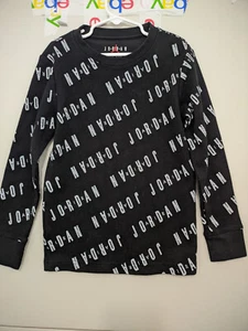 Jordan Brand Shirt Boys S Long Sleeve Thermal Waffle AOP Monogram Cotton 8-10 - Picture 1 of 13