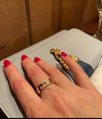 Anillo Roberto Coin oro amarillo 18k y diamantes talla 6 Foto 1 de 4