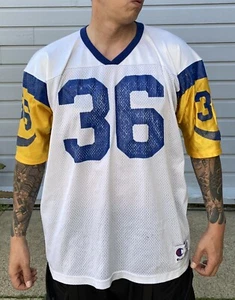 Vintage Jerome Bettie Champion Athletic The Bus NFL Los Angeles Rams Jersey 52 - Picture 1 of 12