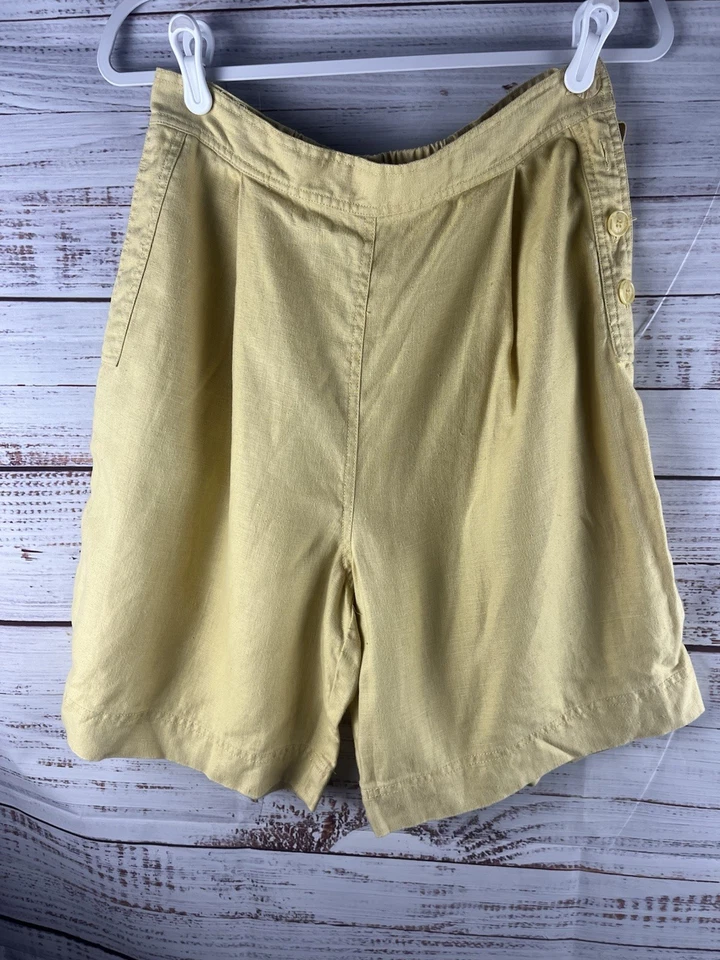 Bermuda feminina 100% linho tamanho G amarela por debra Deroo - Imagem 1 de 4