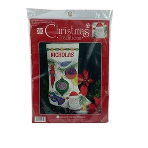 Designs 4 Needle Counted Cross Stitch Christmas Stocking ANTIQUE ORNAMENTS 1975 - Picture 1 of 8
