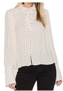 Blusa Free People Kennedy Talla XS Rosa Lunares Gran Tamaño Falta lazo Corbata - Imagen 1 de 11