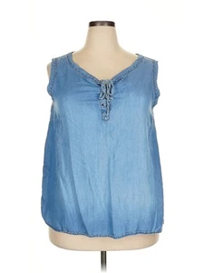 Earl Jean Women Blue Sleeveless Blouse 2X Plus - Picture 1 of 4