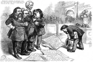 THOMAS NAST PIDE PERDÓN, CARICATURA ARTE IMPRESIÓN GICLEE LIENZO FINO - Imagen 1 de 4