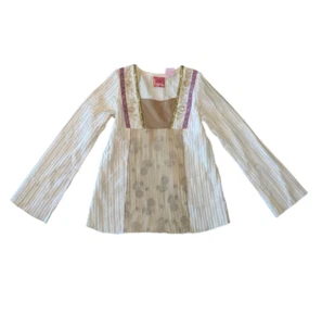 Nickelodeon Zoey 101 Y2K Pleated Satin Long Sleeve Top Size XL 16 Girls Sequin - Picture 1 of 7