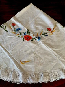 Handmade Ukraine Linen Lace Embroidery Linen Round Tablecloth 8 Napkin New R 3/2 - Picture 1 of 10