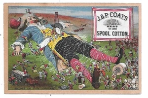 J.P. Coats' Thread Spool Cotton Gulliver Liliputians Victorian Trade Card - Picture 1 of 2
