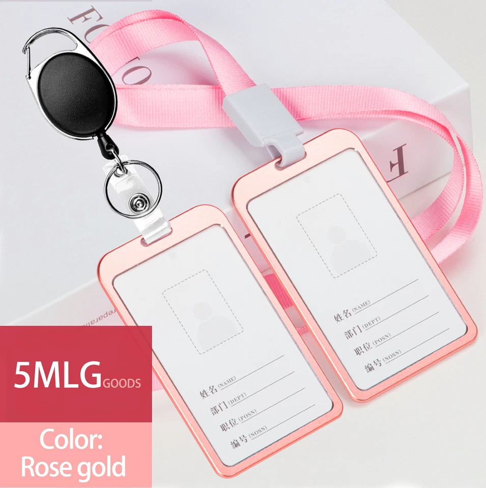 Porta insignia de identificación de trabajo de metal, retráctil con cordones de clip (negro, 2 piezas) Foto 1 de 4