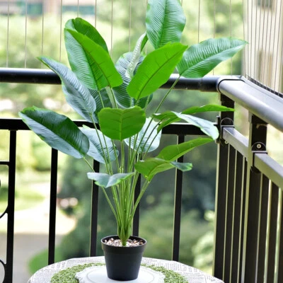 32in 18 Forks Tropical Plant Large Artificial Banana Tree Fake Palm Leaves Decor - Image 1 of 4