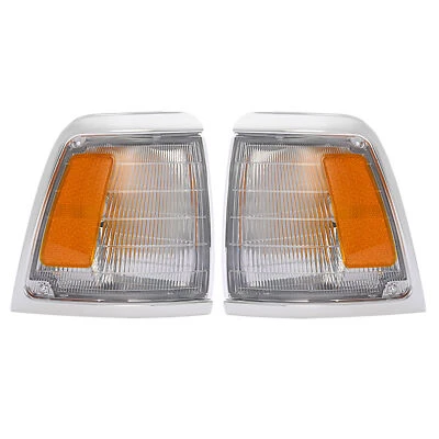 For Toyota Pickup 2WD 1992 1993 1994 1995 Pair Corner Lights W/Bulbs Chrome Trim Foto 1 de 4