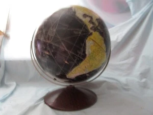 VTG Rand McNally Black World Desk Top 12" Globe-woodgrain color base * - Picture 1 of 12