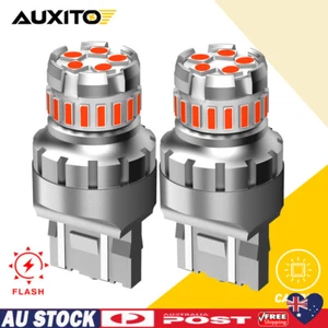 AUXITO T20 7443 7440 RED BRAKE LED STOP TAIL LIGHT BULBS GLOBE BRIGHT ERROR FREE - Picture 1 of 11