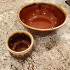 Hull Pottery Co HP Brown Drip Glaze - Large Mixing Bowl 10" and Small 4" 2 Pc