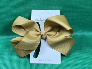 Khaki Large Hair Bow Clip Grosgrain Ribbon Girl Hair Barrette Alligator Clip - Picture 1 of 5