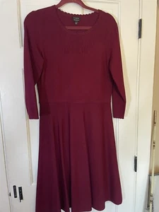 VESTIDO SUÉTER DE LANA MERINO ARÁNDANO MANGA LARGA TEJIDO TALBOTS - TALLA MEDIANA - Imagen 1 de 10