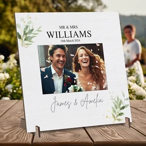 Personalised Wedding Day Printed Photo Frame Gift For Bride and Groom 20cm x 20c - Picture 1 of 6