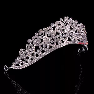 Farfalla cristallo piena alta 4 cm matrimonio principessa regina ballo diadema corona adulto - Foto 1 di 4