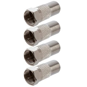 4 Pcs F Type Male to Female Coax Coaxial Cable Adapter Connector CCTV Nickel - Picture 1 of 2