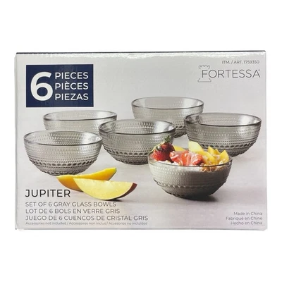 Fortessa Jupiter дым серый стеклянная чаша комплект 6шт бисером дизайн посудомоечная машина безопасный - Изображение 1 из 4