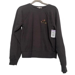 Treasure & Bond braunes Sweatshirt mit Blumenstickerei und Rundhalsausschnitt M neu mit Etikett - Bild 1 von 3