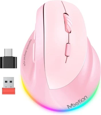 MEETION Left-Handed Mouse Ergonomic Mouse Wireless Vertical Mouse RGB Recharg... - Image 1 of 4