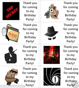 40 x misiones de espionaje personalizadas/etiquetas de agente secreto/pegatinas/fiesta/dulce/bolsa/s - Imagen 1 de 1