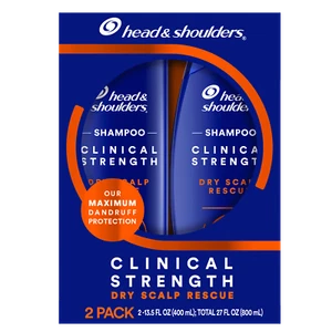 Head and Shoulders Clinical Strength Dandruff Shampoo Twin Pack, Dry Scalp Rescu - Picture 1 of 12