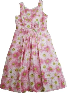 Sweet Heart Rose Girls size 10 Dress Pink Daisy Floral Pleated Sleeveless Lined - Picture 1 of 12