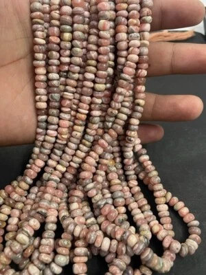 Cuentas de rondelle lisas de rodocrosita natural de 6-7 mm de rondelle lisas de 16" Foto 1 de 4