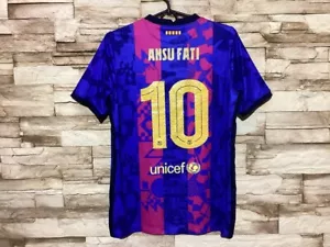 BARCELONA 2021 2022 Third Football Shirt Soccer Jersey Nike#10AnsuFati 158-170cm - Picture 1 of 10