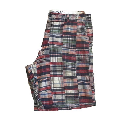 Pantalones cortos vintage Madison Patchwork Madras a cuadros para hombre 36/10 rojo azul Foto 1 de 4