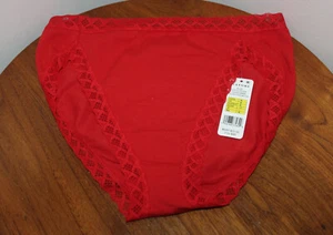 NATORI BLISS FRENCH CUT BRIEFS LACE TRIM SAMBA RED SIZE M - Picture 1 of 4